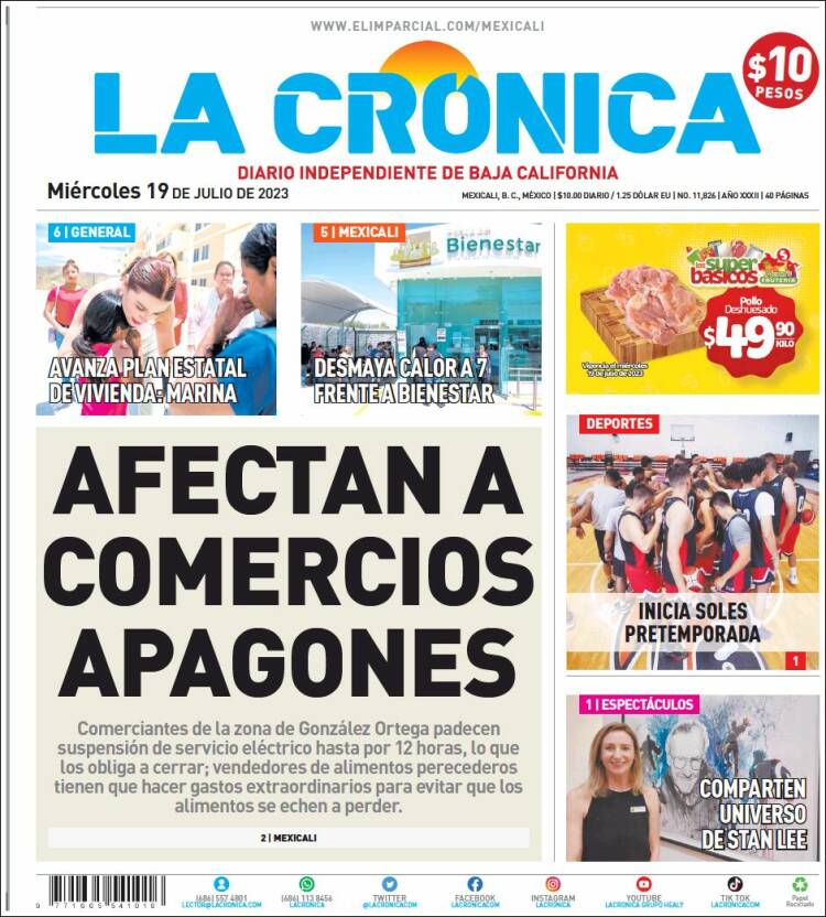 Portada de La Crónica de Baja California (México)