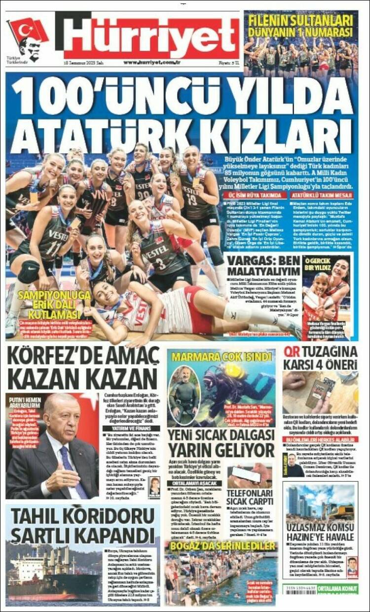 Portada de Hürriyet (Turquía)