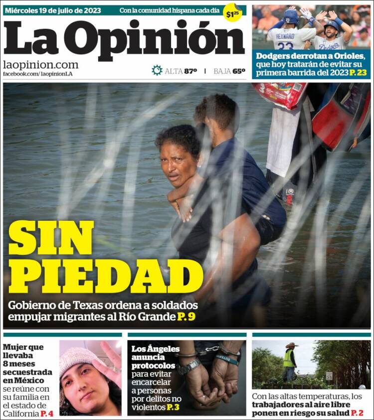 Portada de La Opinión (USA)