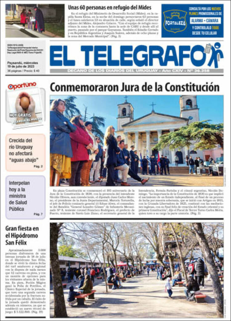 Portada de El Telégrafo (Uruguay)