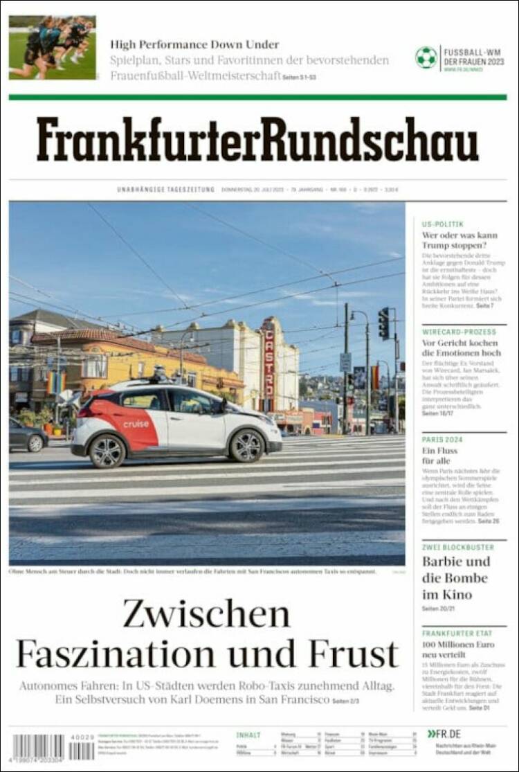 Portada de Frankfurter Rundschau (Alemania)