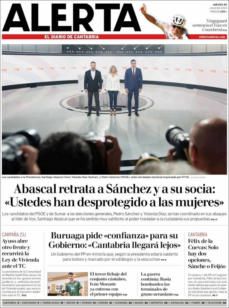 Portada de Alerta - El Diario de Cantabria (España)