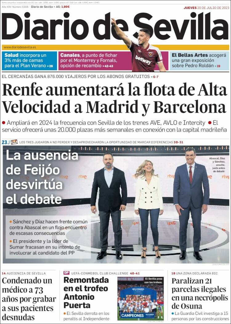 Portada de Diario de Sevilla (España)