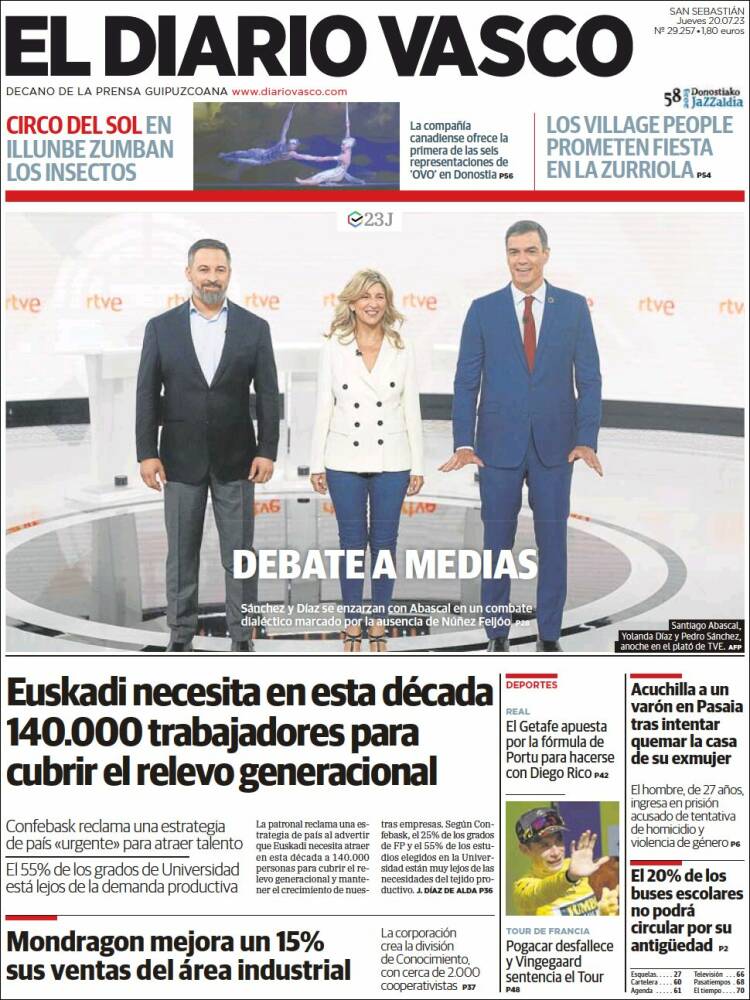 Portada de Diario Vasco (España)