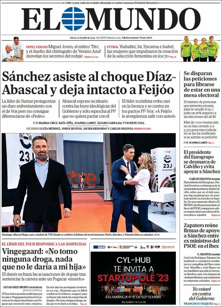 Portada de El Mundo (España)