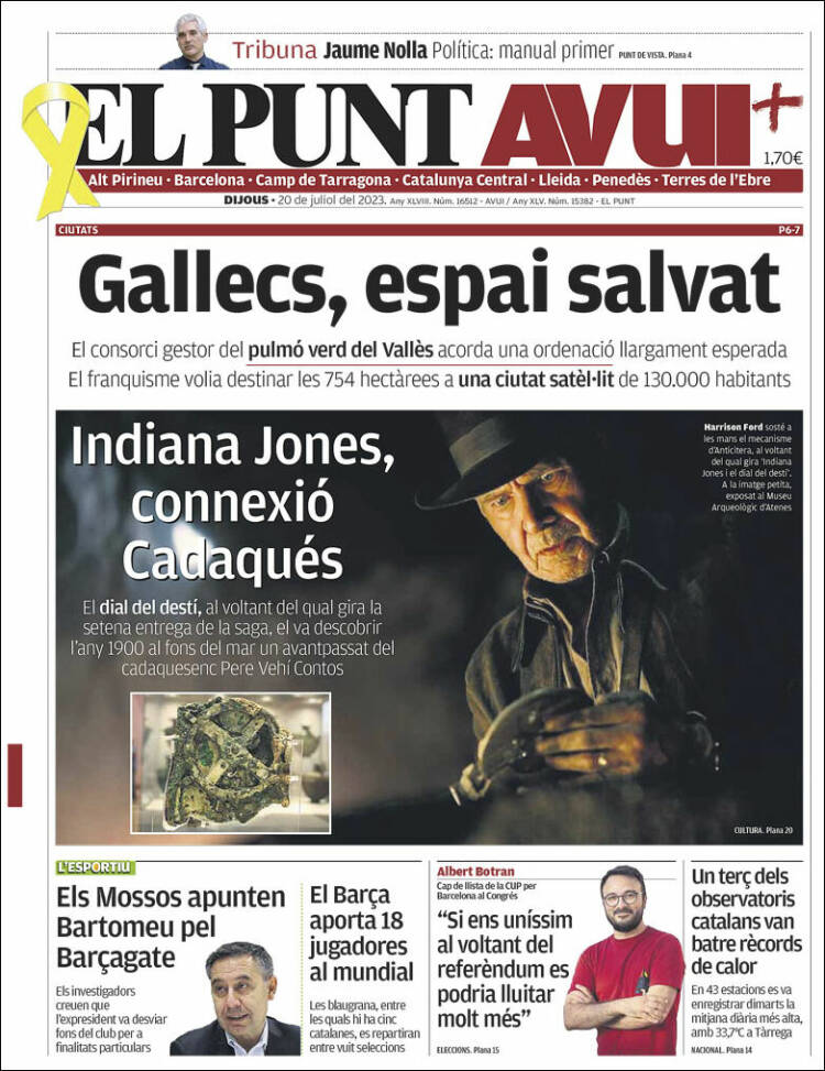 Portada de El Punt Avui (España)