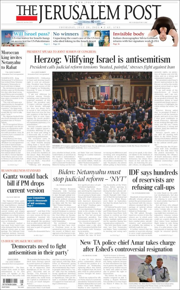 Portada de The Jerusalem Post (Israel)