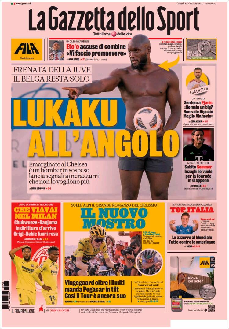 Portada de La Gazzetta dello Sport (Italia)