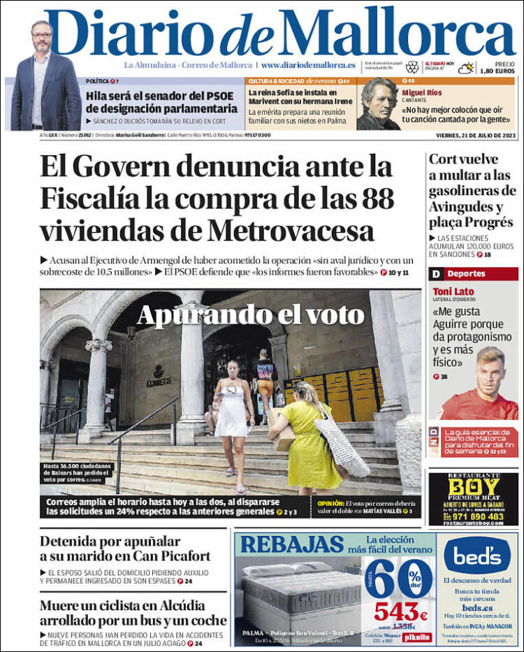 Portada de Diario de Mallorca (España)