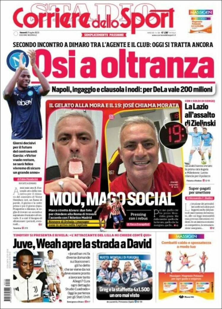 Portada de Corriere dello Sport (Italia)