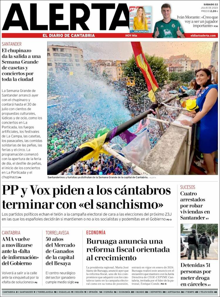 Portada de Alerta - El Diario de Cantabria (España)