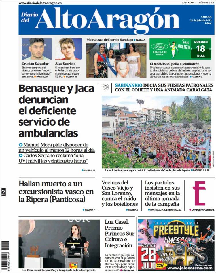 Portada de Diario del AltoAragón (España)