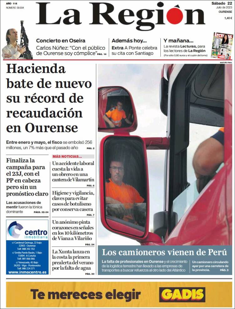 Portada de La Región de Ourense (Spain)