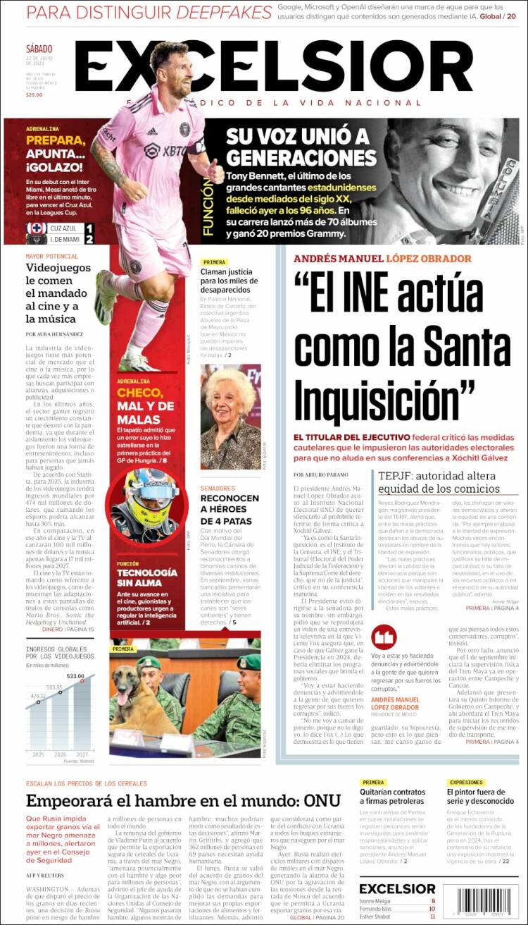 Portada de Excelsior (México)