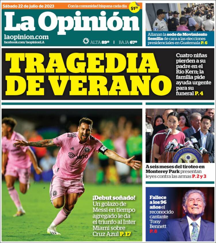 Portada de La Opinión (USA)