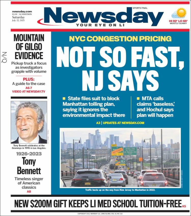 Portada de Newsday (USA)