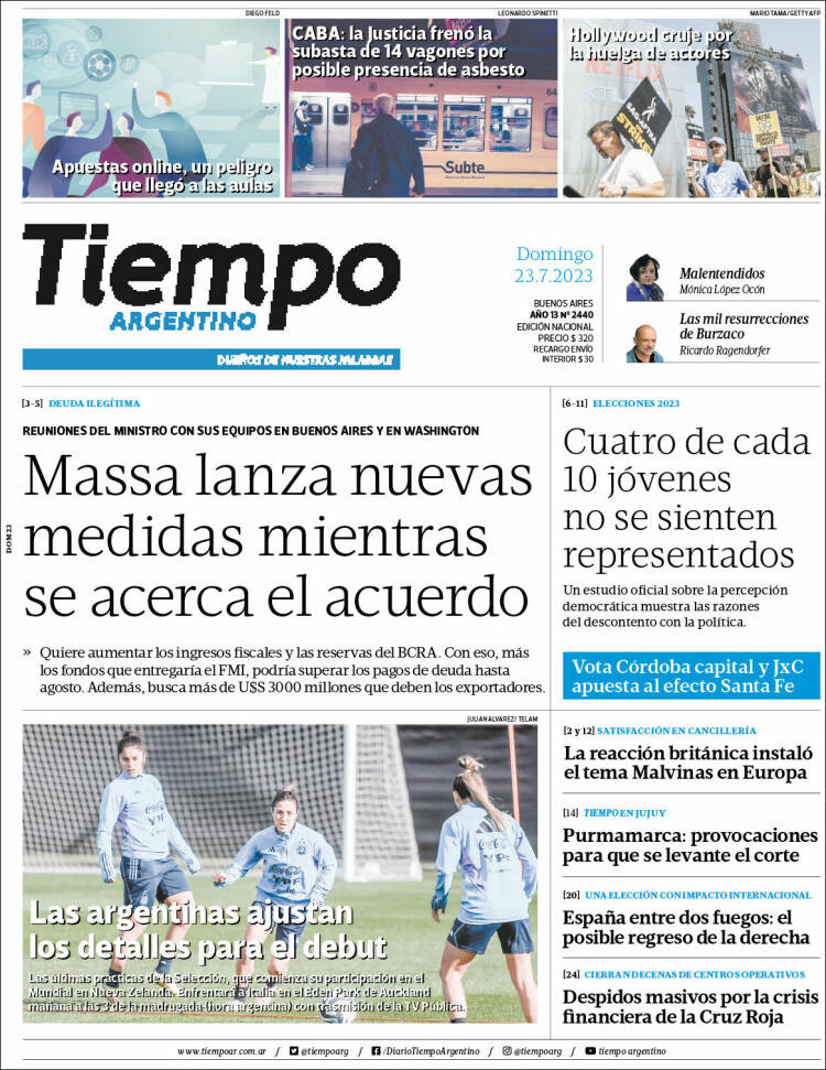 Portada de Tiempo Argentino (Argentina)