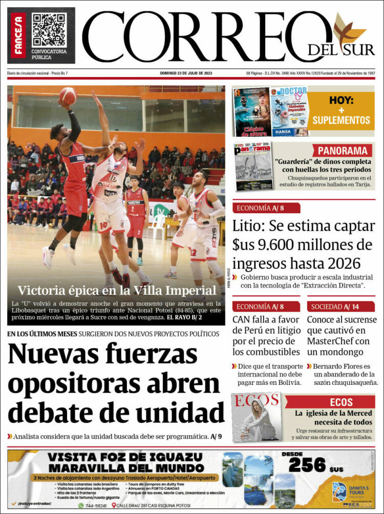 Portada de Correo Sur (Bolivia)