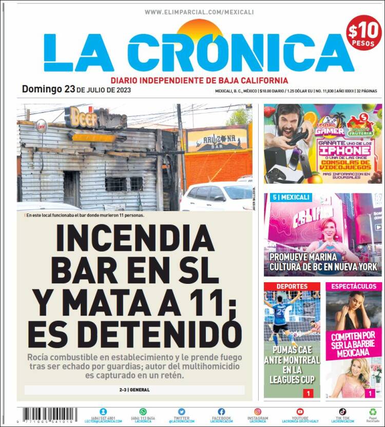 Portada de La Crónica de Baja California (México)