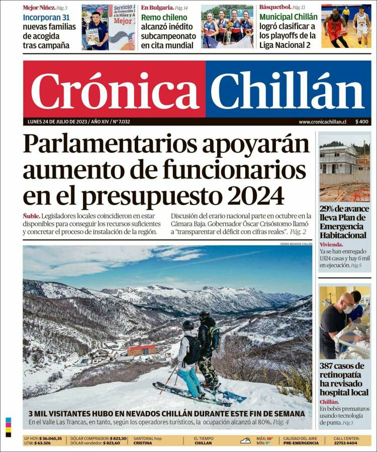 Portada de Crónica Chillán (Chile)