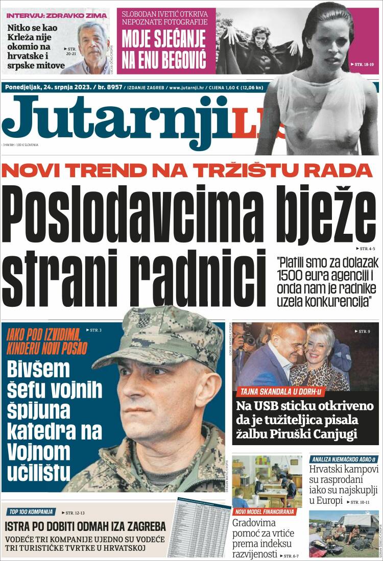 Portada de Jutarnji List (Croacia)