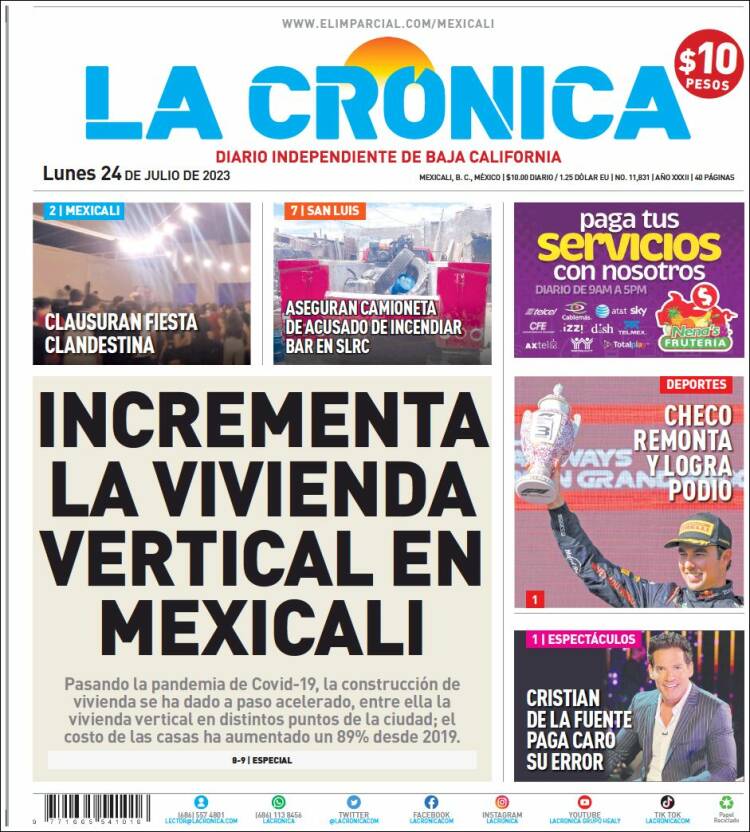 Portada de La Crónica de Baja California (México)