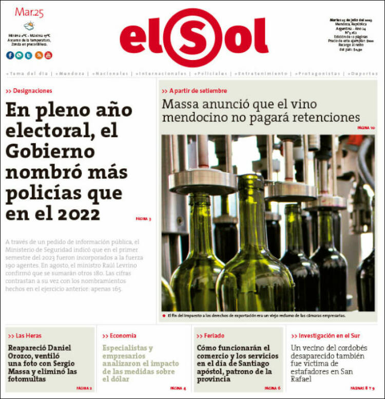 Portada de El Sol Diario (Argentina)