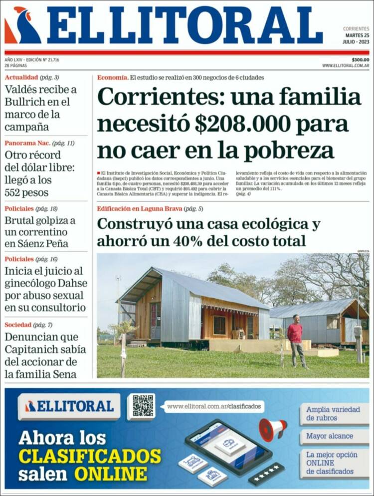 Portada de El Litoral Corrientes (Argentina)