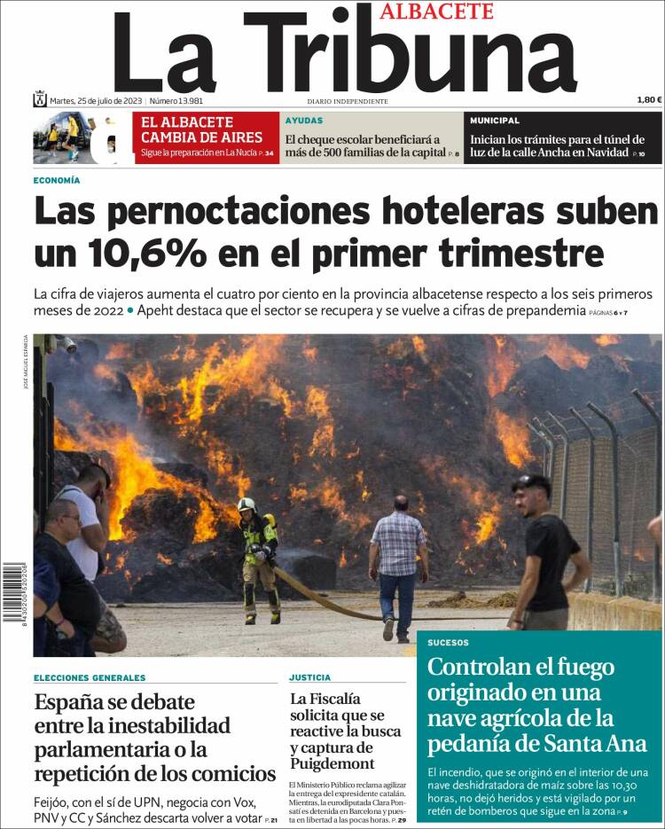 Portada de La Tribuna de Albacete (España)