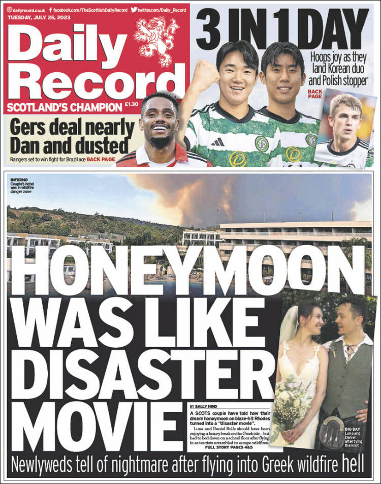 Portada de Daily Record (Reino Unido)