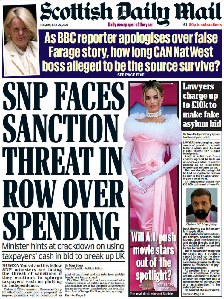 Portada de Scottish Daily Mail (Reino Unido)