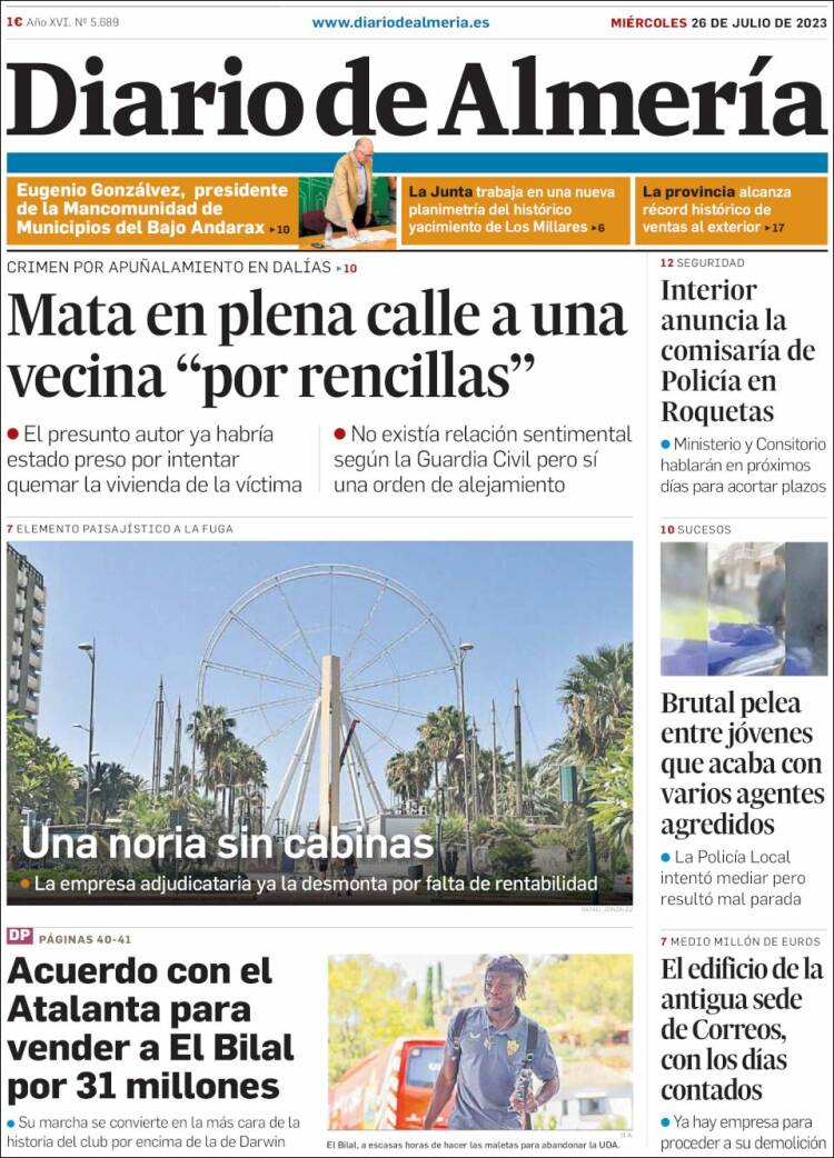 Portada de Diario de Almería (España)