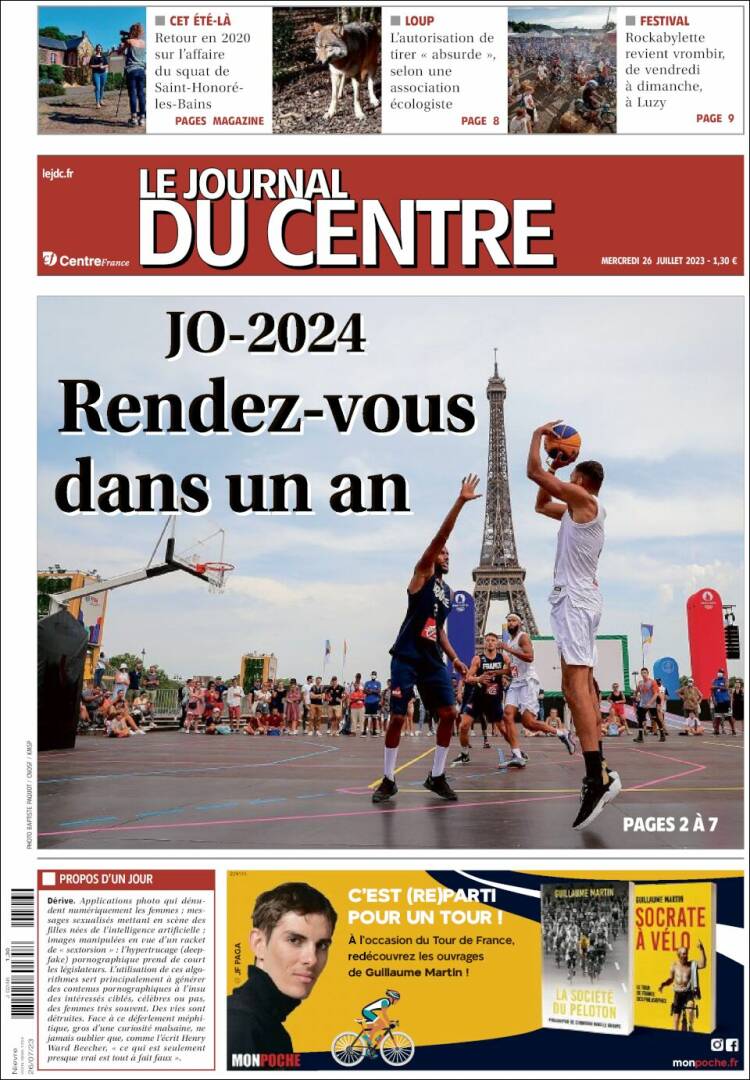 Portada de Le Journal du Centre (Francia)