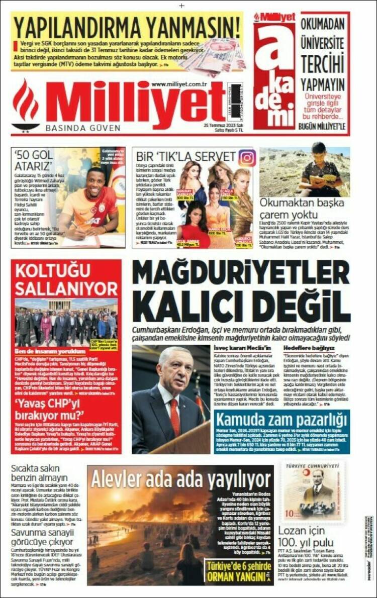 Portada de Milliyet (Turquía)