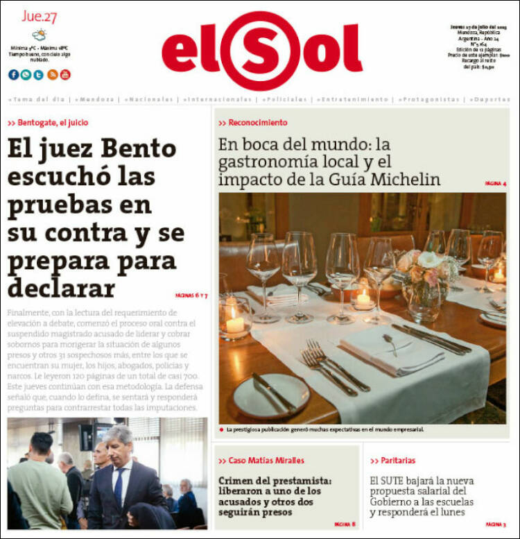 Portada de El Sol Diario (Argentina)