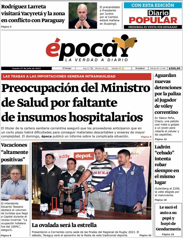 Portada de Diario Época (Argentina)