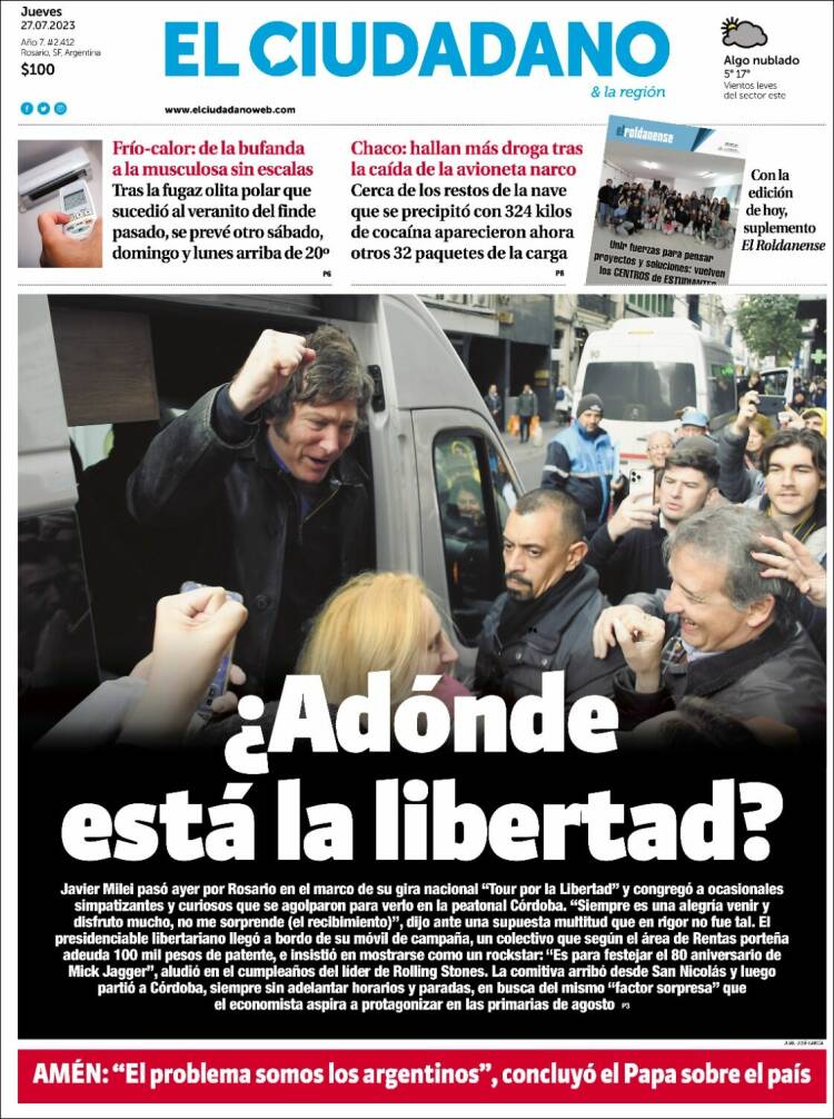 Portada de Diario El Ciudadano (Argentina)