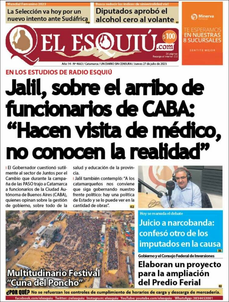 Portada de El Esquiu (Argentina)