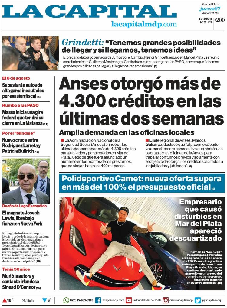 Portada de Diario La Capital - Mar del Plata (Argentina)