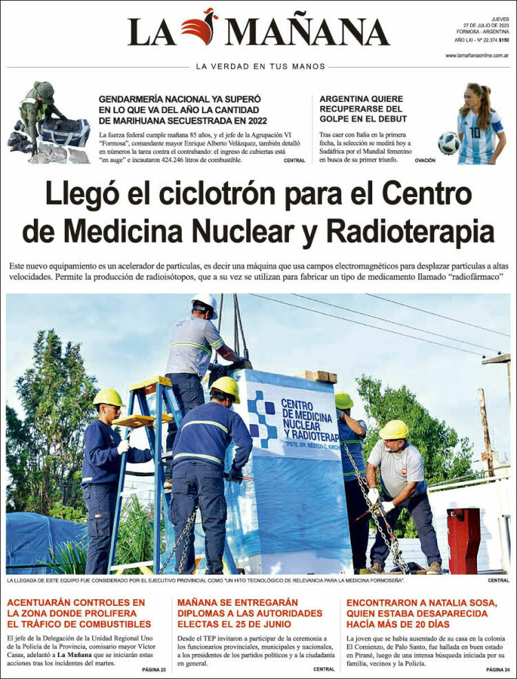 Portada de Diario La Mañana (Argentina)