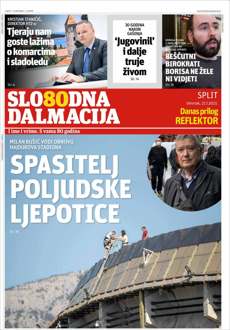 Portada de Slobodna Dalmacija (Croacia)