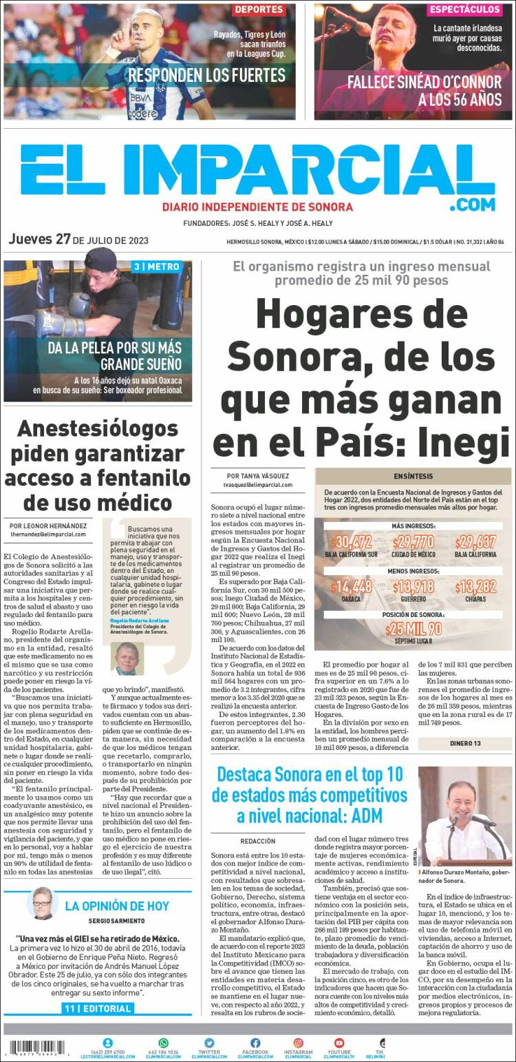 Portada de El Imparcial (México)