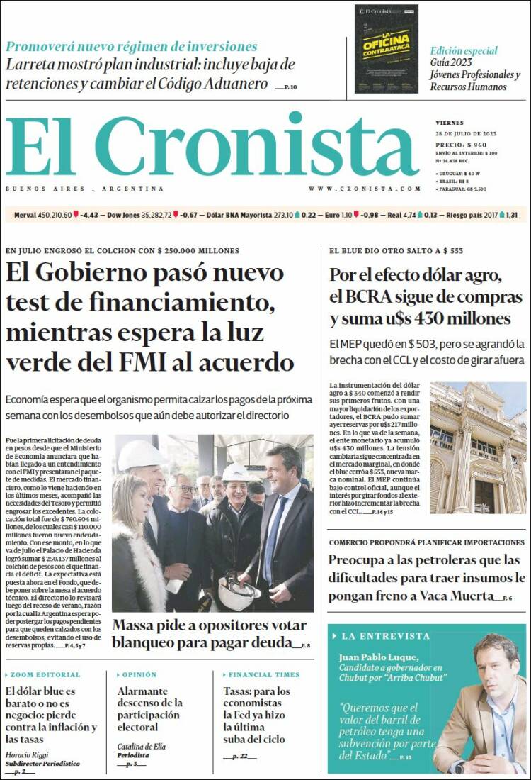 Portada de El Cronista Comercial (Argentina)