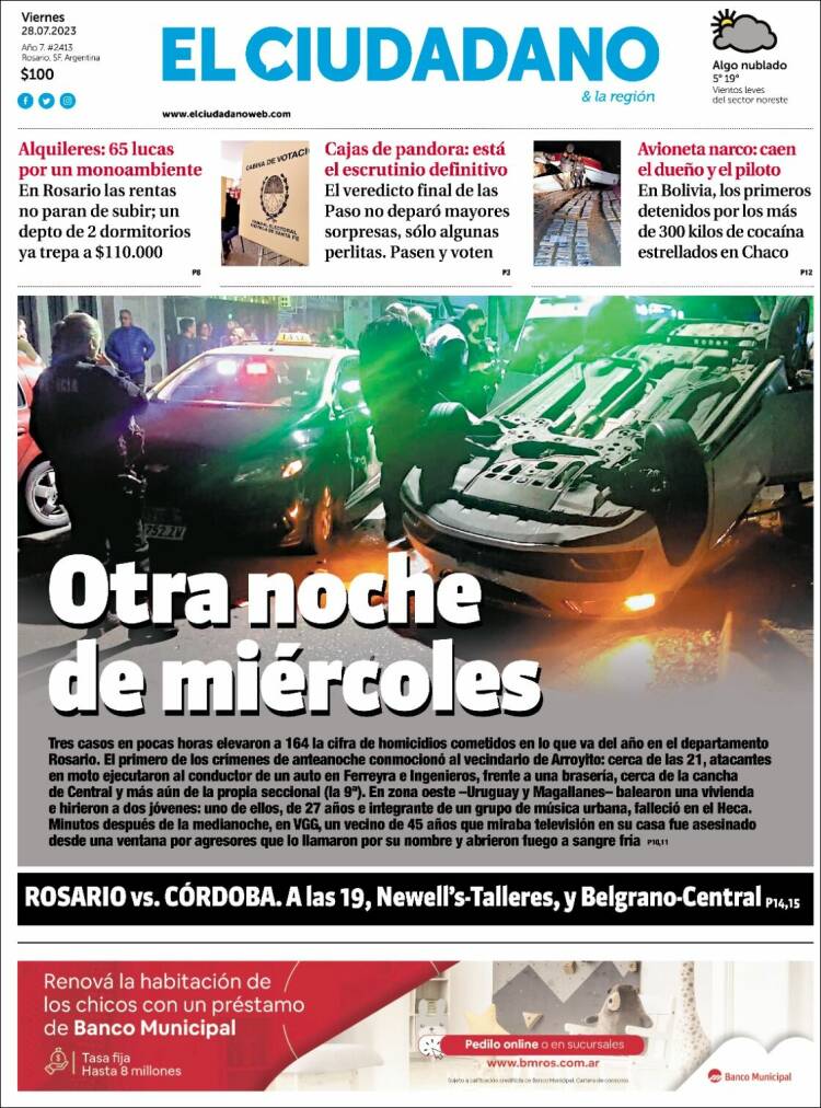 Portada de Diario El Ciudadano (Argentina)