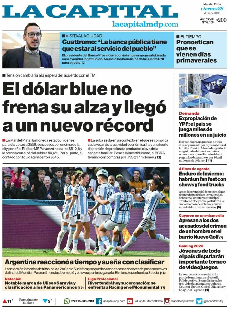Portada de Diario La Capital - Mar del Plata (Argentina)