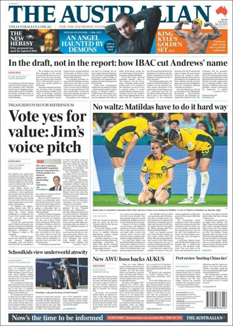 Portada de The Australian (Australia)