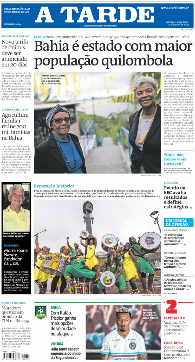 Portada de Diário A Tarde (Brasil)