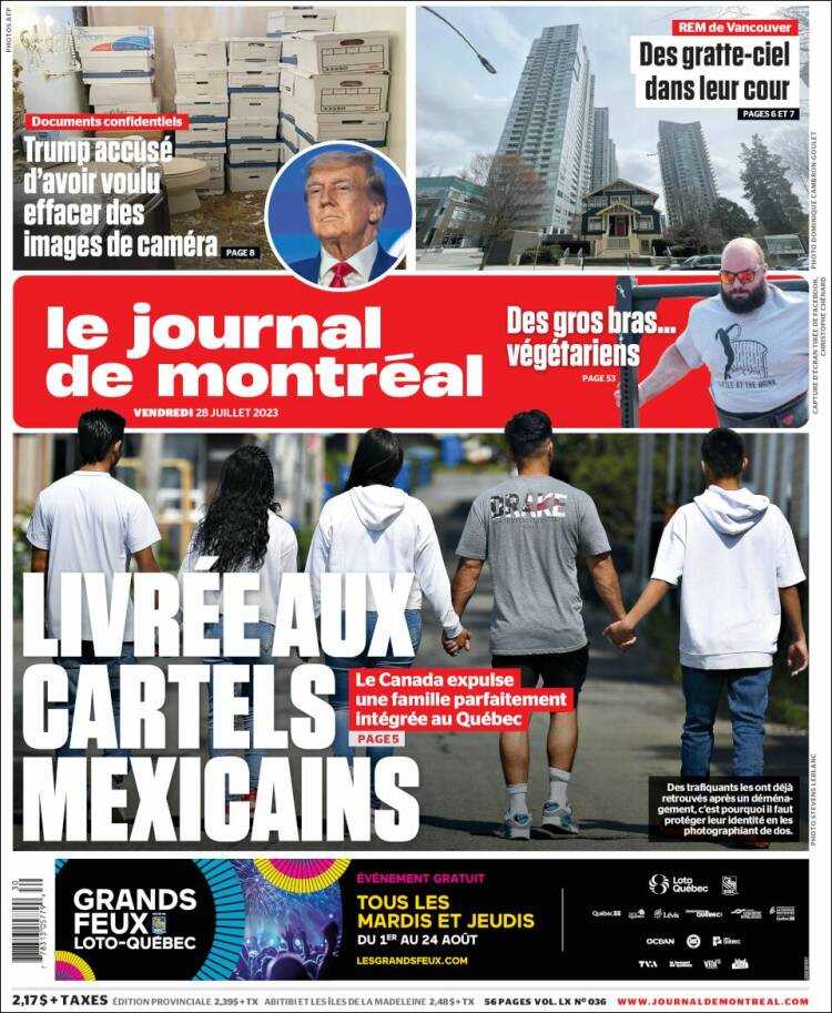 Portada de Le Journal de Montréal (Canadá)