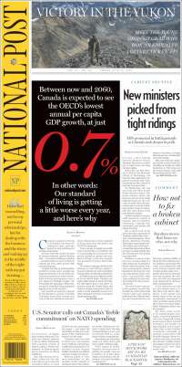 Portada de The National Post (Canadá)