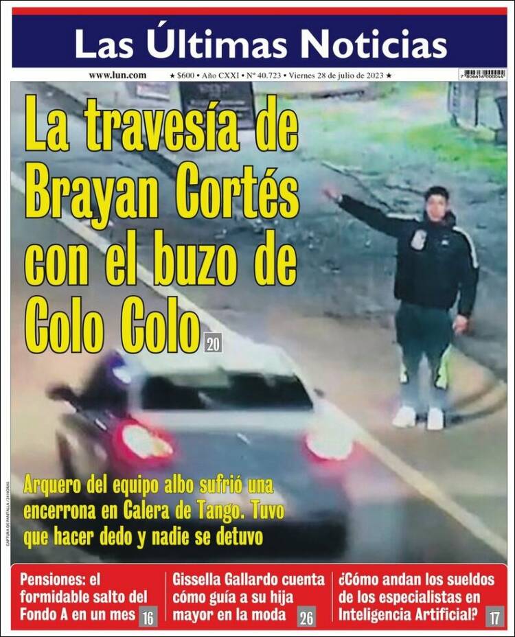 Portada de Las Últimas Noticias (Chile)